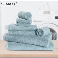 【jw】✁☜✵  SEMAXE Luxury Towels100 Cotton Soft And Highly Absorbent TowelsWashclothsHand towelBath towel (8piecesTowel Set)