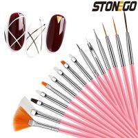 15Pcs UV Gel Acrylic Nail Art Brush Tool Set Nail Liner Brush For Drawing Pen Point Design Painting Pen Artist Brushes Tools