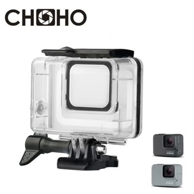 เคสกระเป๋ากล้องกันน้ำสำหรับดำน้ำ45ม.,อุปกรณ์ป้องกันขณะดำน้ำ + น็อตตัวเดียว + ตัวยึดฐานสำหรับ Go Pro ฮีโร่7สีเงินสีขาว Go Pro N