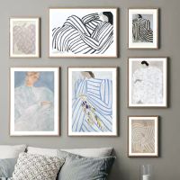 บทคัดย่อ Line Curve Think Girl Wall Art พิมพ์ภาพวาดผ้าใบ Nordic โปสเตอร์สำหรับตกแต่งห้องนั่งเล่น-Abstract Style