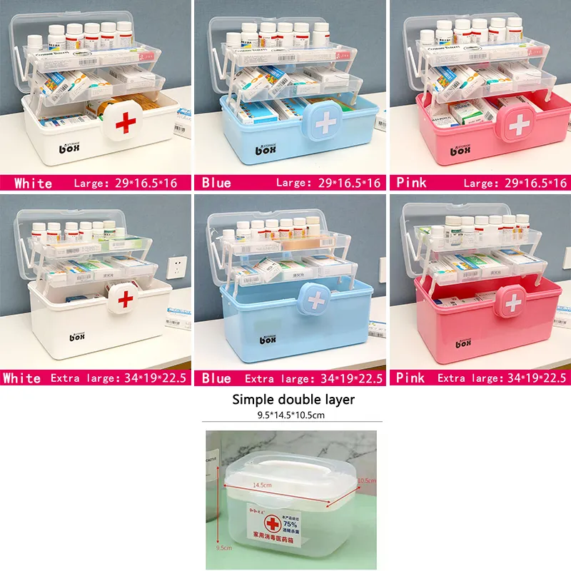 Fold 3-Layer Large Medicine Cabinet PP Medicine Organizer Box