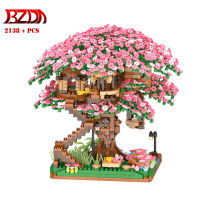 2021SEMBO City Street View Idea Sakura Tree Bricks Diy Mini Sakura Trees House Model Building Blocks Toys For Children Gifts