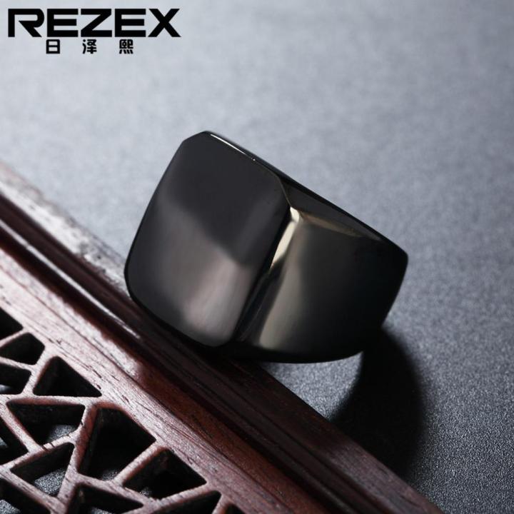 rezex-เครื่องประดับยอดนิยมแหวนสามสีแหวนไทเทเนียมสำหรับผู้ชายมันวาวที่เรียบง่าย