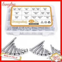 LANGTAO 415Pcs สีดำสีดำ สกรูเกลียวปล่อย #6 #8 #10 เหล็กไร้สนิม ชุดแยกสกรู เจาะด้วยตนเอง สกรูโลหะแผ่น โลหะพลาสติก