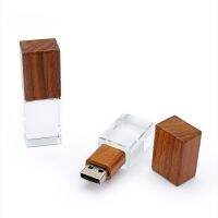 Free Custom Photography LOGO Wooden Crystal USB 3.0 High-speed Flash Drive 32GB 64GB 128GB Memory Stick (Default no led light)