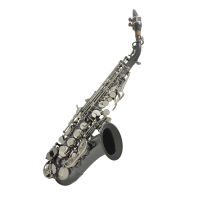 [ammoon]Bb Soprano Saxophone Sax Brass Material Black Nickel Plated Woodwind Instrument with Carry Case Gloves Cleaning Cloth Brush Sax Strap Mouthpiece Brush