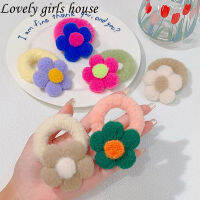 【♡Lovely girls house♡】ฤดูหนาวตุ๊กตาดอกไม้ผมวงสำหรับสาวน่ารักอุปกรณ์ผม S Crunchies ผู้ถือผมหางม้าผมผูกยางรัด