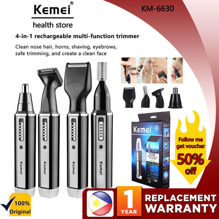 Kemei Original 4 In 1 Electric Shaver Nose Hair Beard Eyebrow Ear Shaver Trimmer Km 6630 Lazada Ph