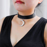 Black Crescent Moon Choker สร้อยคอหนังสีดำสำหรับหญิงสาว Goth เครื่องประดับ Gothic Accessories