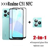 2in 1 Realme C51เคสกระจกเทมเปอร์ NFC สำหรับ Realme C53 C55 C30 C35 C33 C21Y C25Y C21 C20 C15 C12 C11ปกป้องหน้าจอฟิล์มป้องกันกล้อง