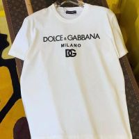 Dolce &amp; Gabbana เสื้อยืดแขนสั้น พิมพ์ลายตัวอักษร  แบบเรียบง่าย แฟชั่นฤดูร้อน สไตล์ยุโรป และอเมริกา สําหรับผู้ชาย