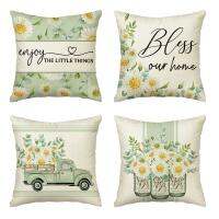 Spring Pillow Covers 18X18 Set of 4 Farmhouse Throw Pillows Home Spring Decorations Cushion Case for Couch