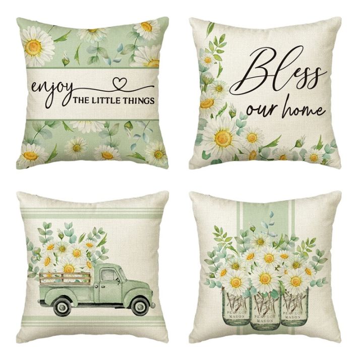 Spring Pillow Covers 18X18 Set of 4 Farmhouse Throw Pillows Home ...