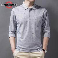 KYUSHUAD ใหม่ยอดนิยมสำหรับผู้ชายที่มีอายุมากกว่าผ้าฝ้ายแขนยาวเสื้อยืดลำลองพ่อเสื้อโปโลด้านล่าง