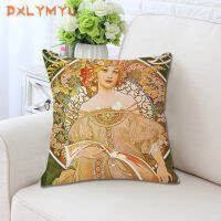 Retro Cushion 45x45cm Classical Mucha Gallery Lady Print Pillowcase Soft Cozy Home Decor For Living Room Throw Pillow No Core