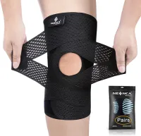 NEENCA 2 Pack Professional Knee Brace With Side Stabilizers, Medical Knee Support With Mesh Weave Tech, Knee Wrap With Ultra-Soft Bandage For Knee Pain, Arthritis,Trauma Relief, Running, Workout, Sports