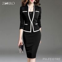 【LZ】❦  Conjunto de Trabalho de Escritório Feminino Terno Preto Colete Vestido Conjuntos de Escritório Saia Blazer 6XL