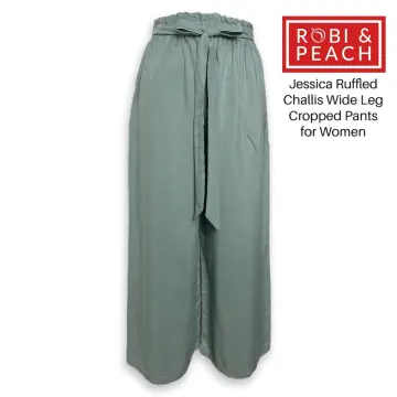 Plain High-Waist Wide-Leg Pants