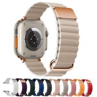 ❀ Leather Loop For Apple watch Ultra band 44mm 40mm 41mm 45mm 42 mm 38mm Magnetic bracelet iWatch series 8 3 5 4 SE 6 7 strap 49mm