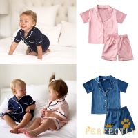 COD SDFGDERGRER Perfectly-0-6Y Summer Toddler Kids Baby Girls Boys Pajama Sets Casual Solid Short Sleeve Outfit 2PCS