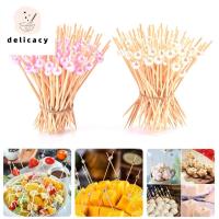 DELICACY ช้อนส้อม 12ซม. สลัดบุฟเฟ่ต์ของหวาน หยิบ ใช้แล้วทิ้ง เครื่องใช้บนโต๊ะอาหาร ไม้ไผ่เลือก ส้อมผลไม้ ไม้จิ้มฟัน ไม้ผัก