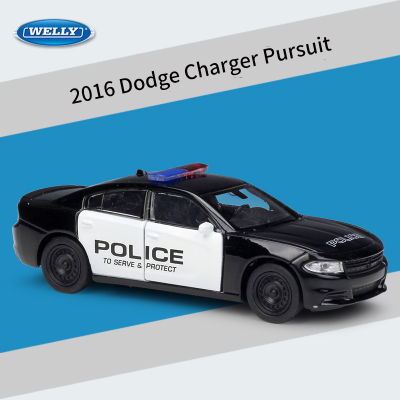 WELLY 1:36 Dodge Charger Pursuit 2016โลหะผสมโลหะหรูหรารถดึงกลับรถสำหรับของเล่นเด็กพร้อมคอลเลกชัน Gift