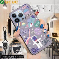 เคสโทรศัพท์สำหรับ iPhone 15 Pro Max Iphone15 Iphone15pro Iphone 15 Pro โลกกว้างใหญ่เคสตัวการ์ตูนยูเอฟโอนักบินอวกาศฝาครอบยางนิ่มกันกระแทก (แหวนใส่นิ้ว + สายคล้อง)