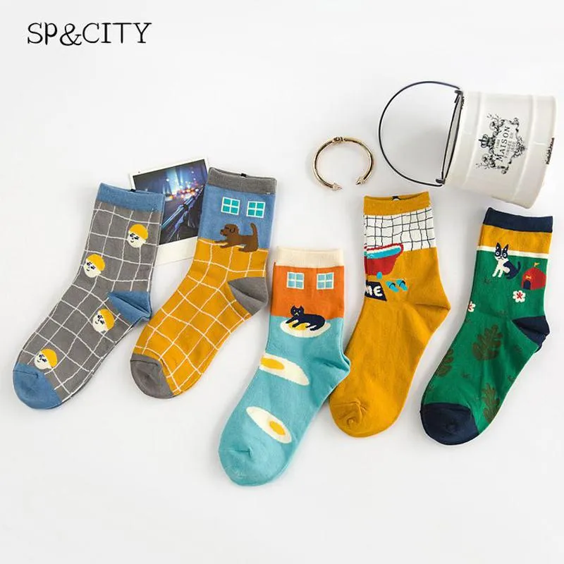 Vintage Women Cartoon Patterned Funny Socks Fashion Cute Harajuku Short  Socks Female Cotton Low Art Harajuku Socks Art Low Sex 