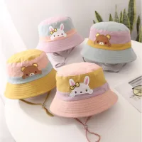 [พร้อมส่ง] FuFushop หมวก Bucket เด็ก หมวกบักเก็ตเด็ก คุมะ กับ กระต่าย ใส่ได้สองด้าน มีเชือก 6เดือน - 3ปี หมวกเด็กอ่อน หมวกปีกรอบเด็ก หมวกเด็ก