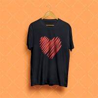 Line Heart เสื้อคู่ ชาย-หญิง เสื้อยืด แฟชั่น S-3XL ร้านค้าที่น่าสนใจ