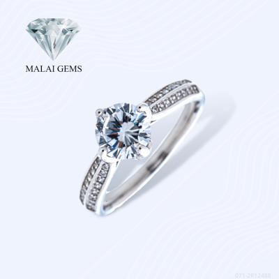 Malai Gems แหวนเพชร เงินแท้ 925 เคลือบทองคำขาว ประดับเพชรสวิส CZ รุ่น 071-2R12488แถมกล่อง แหวนเงินแท้ แหวนเงิน