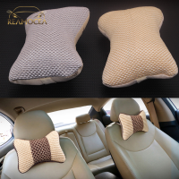 Reamocea Car Neck Pillows Both Side Pu Leather Pack Headrest For Head Pain Relief Filled Fiber Universal Interior Home Pillow Seat Cushions