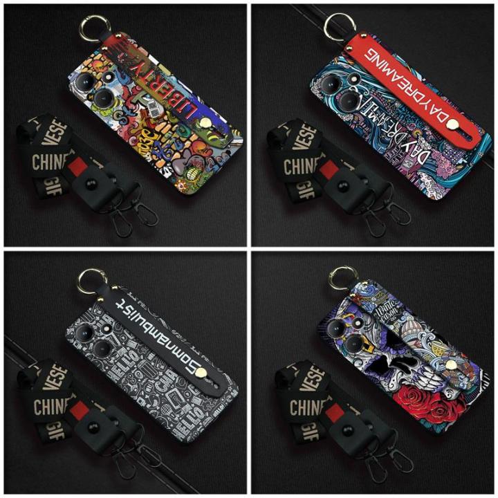 cover-new-phone-case-for-infinix-x6835-hot30-play-kickstand-wrist-strap-lanyard-graffiti-durable-fashion-design-cute