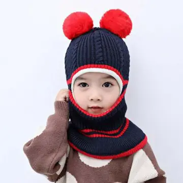 EDITHVER Children Windproof Cashmere Inside Headwear Girls Boys Neck Warmer  With Scarf Cartoon Panda Hats Kids Bonnet Kids Caps Winter Fleece Hats