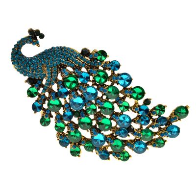 【CW】 CINDY XIANG Rhinestone Peacock Brooches Large Pins Brooch Accessories Jewelry