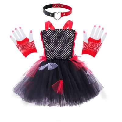 Scary Zombie Kids Halloween Costume Set Black Red Vampire Girls Tutu Dress Halloween Children Clothing Tulle Dresses