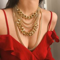 2019 Vintage Fashion Thick Chain Pendant Necklaces For Women Bohemian Gold Color Metal Multi Layer Necklace Jewelry Wholesale