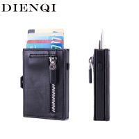 DIENQI Rfid Carbon Fiber Men Card Wallet Coin Holder Money Bag Billfold Slim Thin Mini Wallet Black Smart Small Purse Male Walet