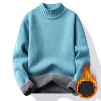 【YD】 New Men Sweater Half Collar Stretchy Thick Size Clothing