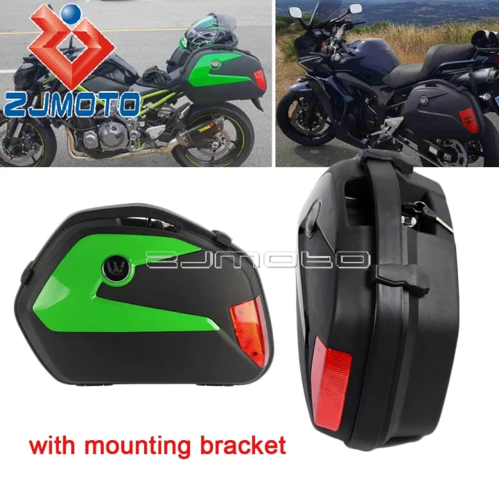 1 Set Motorcycle Side Pannier Box Luggage Case Saddlebags For Kawasaki
