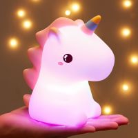 Touch Sensor LED unicorn Night Light 16 Colors USB Rechargeable Silicone nightlight Cat Lamp for Children Baby Toy Gift