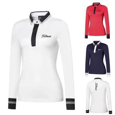 New womens golf slimming casual long-sleeved white loose quick-drying breathable perspiration polo shirt top Mizuno SOUTHCAPE DESCENNTE Odyssey Le Coq Malbon❍❏