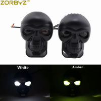 ZORBYZ สีดำอลูมิเนียมกะโหลก LED ขับรถผ่านจุดไฟตัดหมอกสำหรับฮาร์เลย์ฮอนด้าลอย C HOPPER รถจักรยานยนต์ที่กำหนดเอง