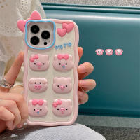 ลายการ์ตูนซิลิโคน3D ลูกหมูหกสีชมพูสำหรับ IPhone 14 13 12 11 Pro Max เคสโทรศัพท์แฟชั่นความคิดสร้างสรรค์