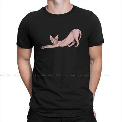 Yellow Eye Hairless Men T Shirt Canadian Sphynx Cat Casual Tee Shirt Short Sleeve Round Neck T-Shirts 100% Cotton Clothing Large Size XS-4XL-5XL-6XL