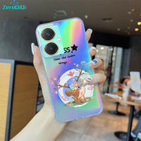 ZeroQiQi เคสโทรศัพท์ Vivo Y27การ์ตูนสัตว์นกฮูกกวางเอลค์รุ้งเคสโทรศัพท์โทรศัพท์สลายเลเซอร์โปร่งใสบางเฉียบ TPU นุ่มเป็นพิเศษขอบเคสกันกระแทกมีสีสันบัตรเลเซอร์ในตัว