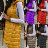 [COD] 2021wish European and solid-color temperament commuter cardigan hooded vest single-breasted sleeveless pocket mid-length jacket