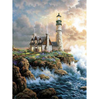 Landscape Lighthouse DIY 11CT Embroidery Cross Stitch Kits Craft Needlework Set Printed Canvas Cotton Thread Home Wholesale