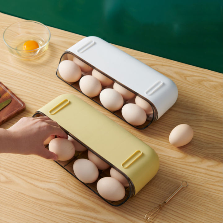 【High Quality】Kitchen Fridge Sliding Egg Carton Plastic Anti-Slip Egg ...