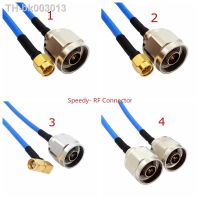 ☋ RG402 Coax Cable SMA RPSMA male To N Male Connector SMA Right Angle Crimp Solder for RG402 Semi Flexible 50ohm Fast Brass Blue